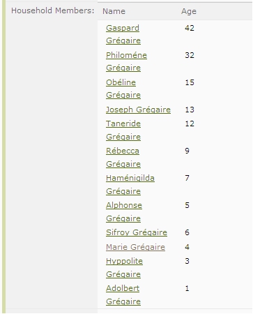 Image 2 of ancestry.com 1871 Census of Canada summary of Gaspard Gregoire
